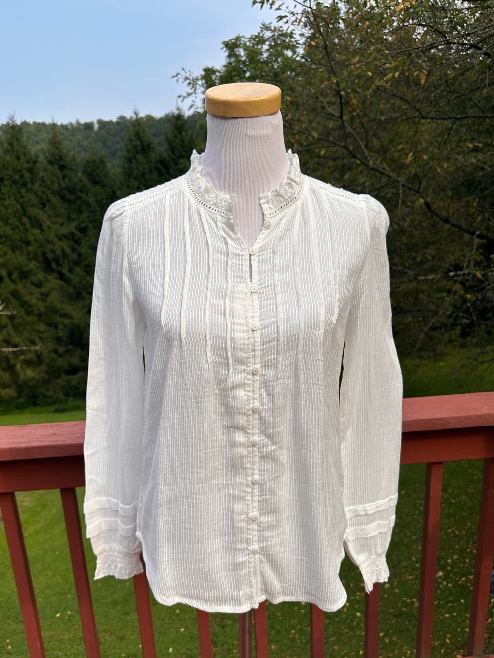 Quince Organic Textured Cotton Peasant Blouse NWT - Picture 3 of 11